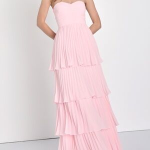 Lulu's Pink Strapless Maxi Dress